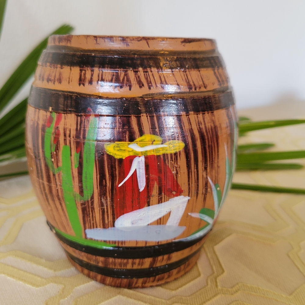 Mexican Mezcal Red Clay Hand Painted Barrel